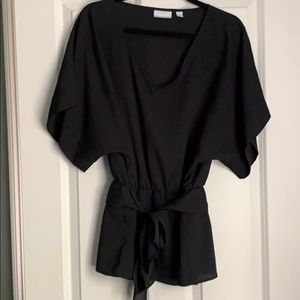 Black t shirt tunic with tie